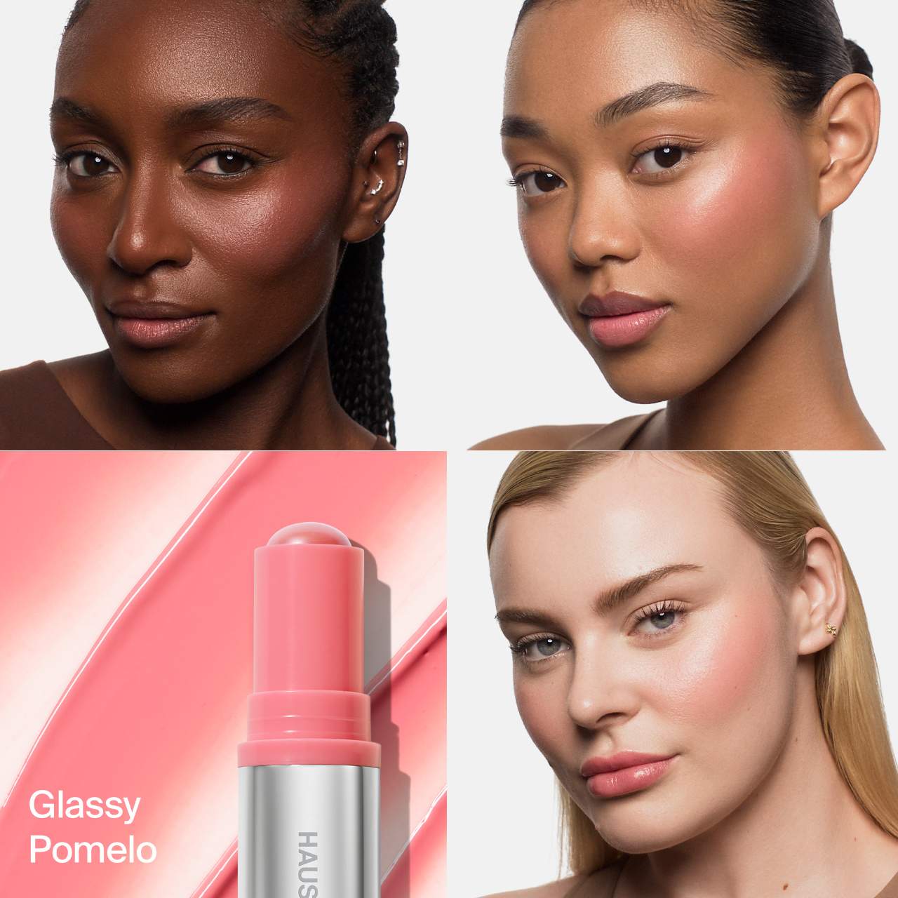 HAUS LABS BY LADY GAGA Color Fuse Longwear Hydrating Glassy Lip + Cheek Blush Balm Stick - Glassy Pomelo