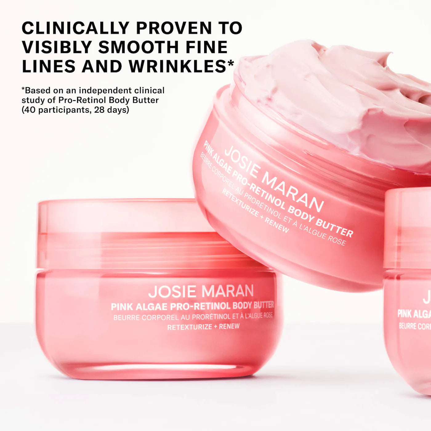 Josie Maran Pink Algae Pro-Retinol Body Butter for Anti-Aging and KP - 6oz
