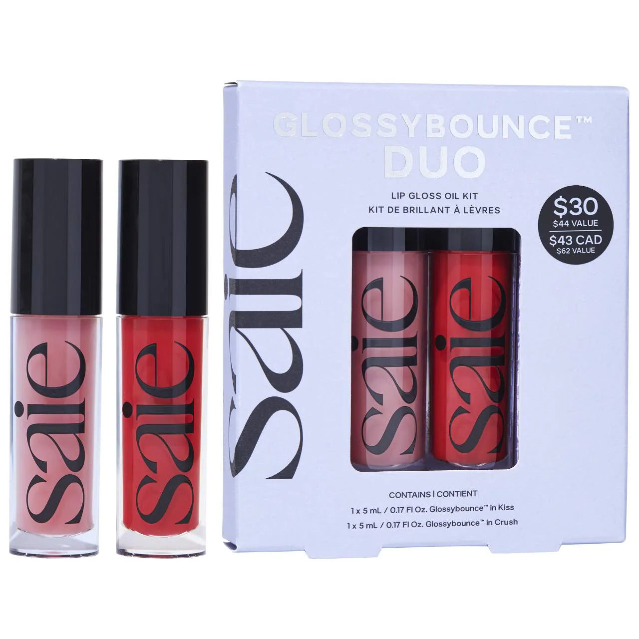 Saie Beauty Glossybounce Lip Gloss Oil Duo