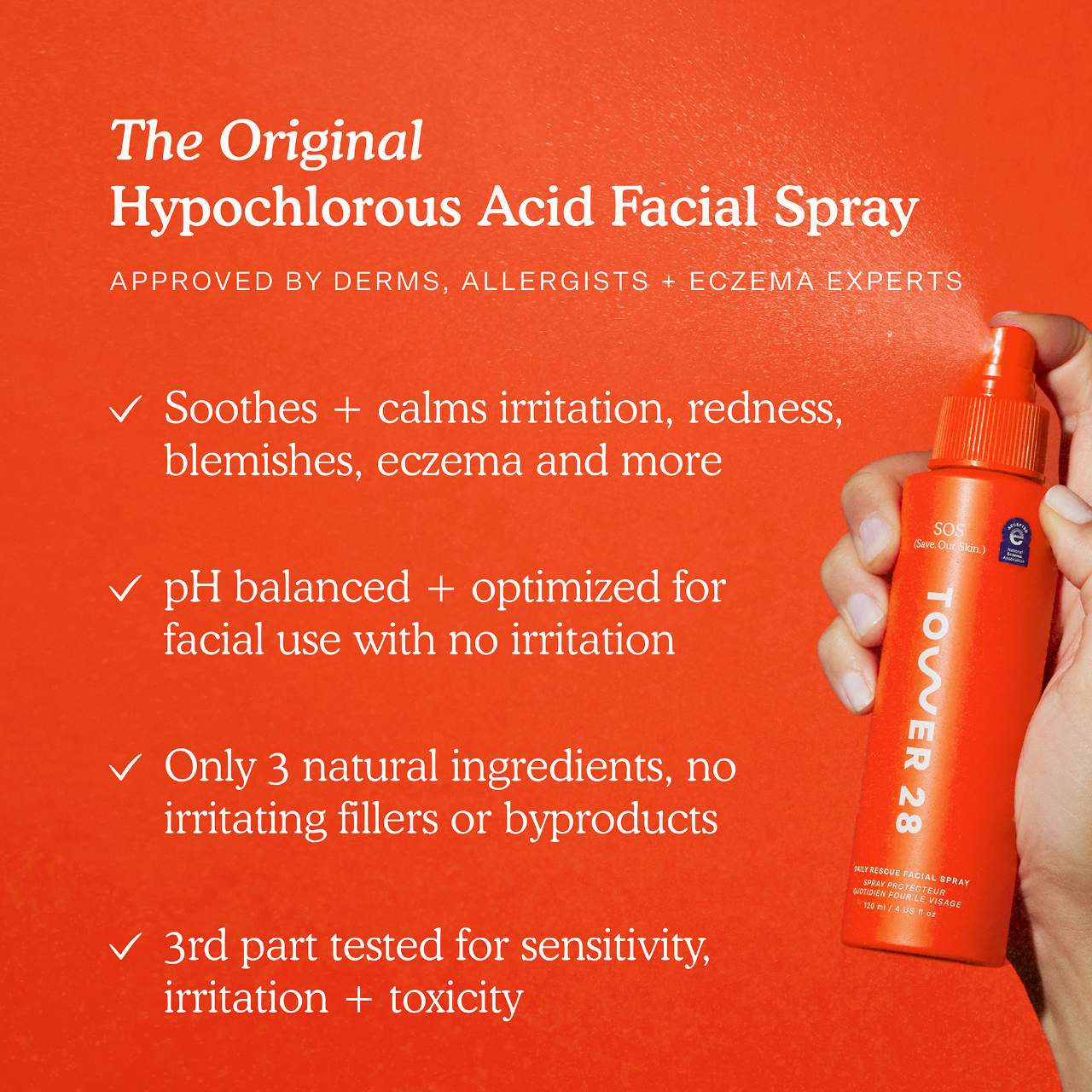 Tower 28 Beauty SOS Daily Rescue Facial Spray with Hypochlorous Acid