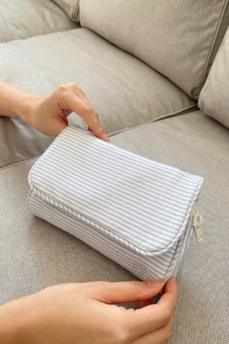 Brandy Melville Blue Stripes Makeup Bag