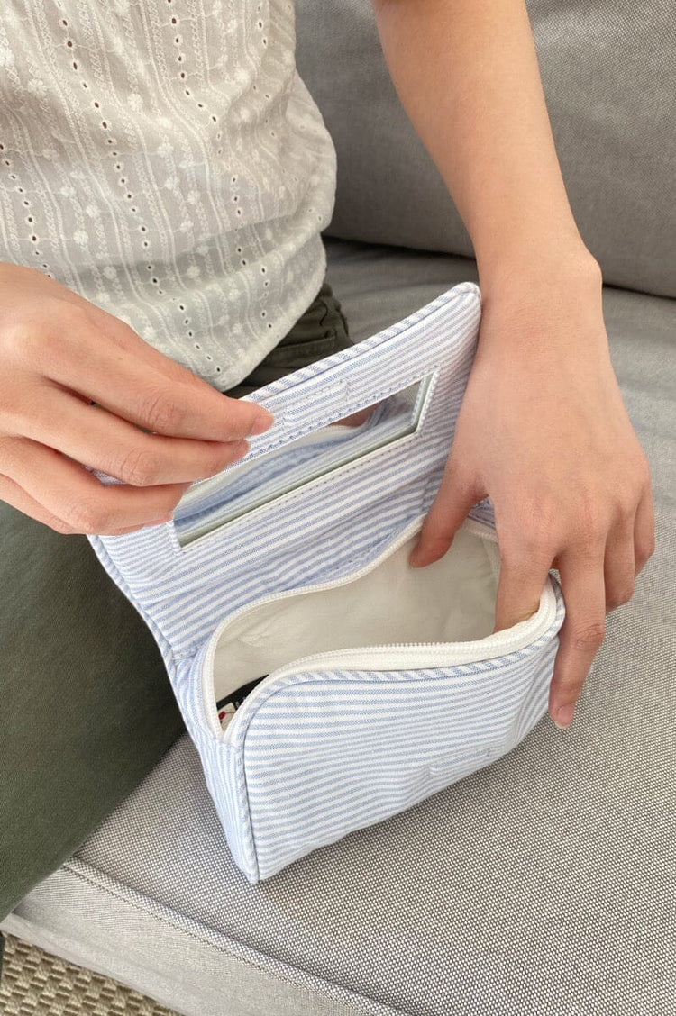 Brandy Melville Blue Stripes Makeup Bag