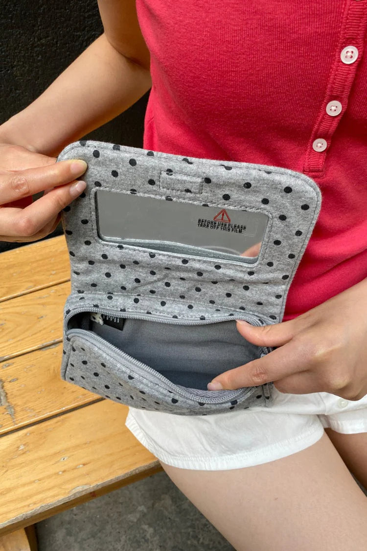 Brandy Melville Grey Polka Dots Makeup Bag
