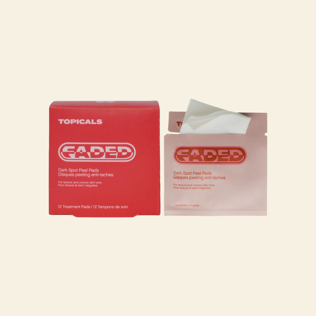 Topicals Faded Brightening Peel Pads for Dark Spots, Discoloration & Uneven Skin Tone (12 pack)